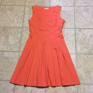 Coral Pleated Calvin Klein Dress